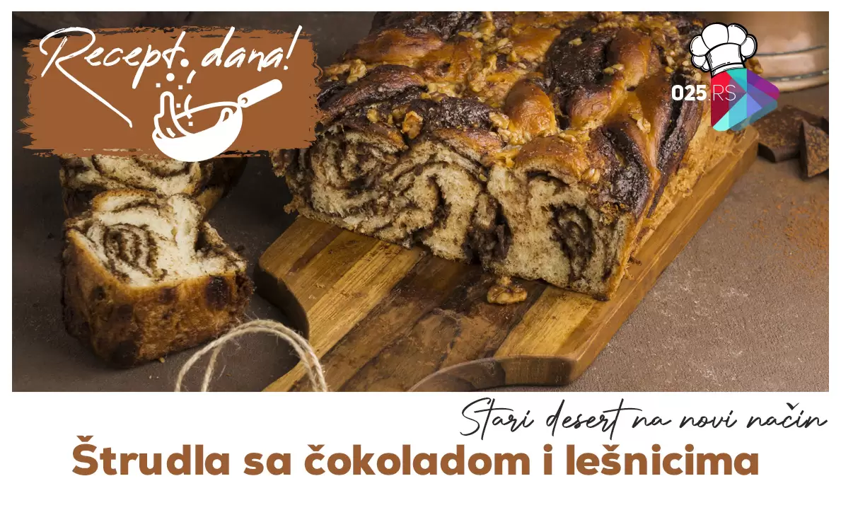 štrudla sa čokoladom i lešnicima