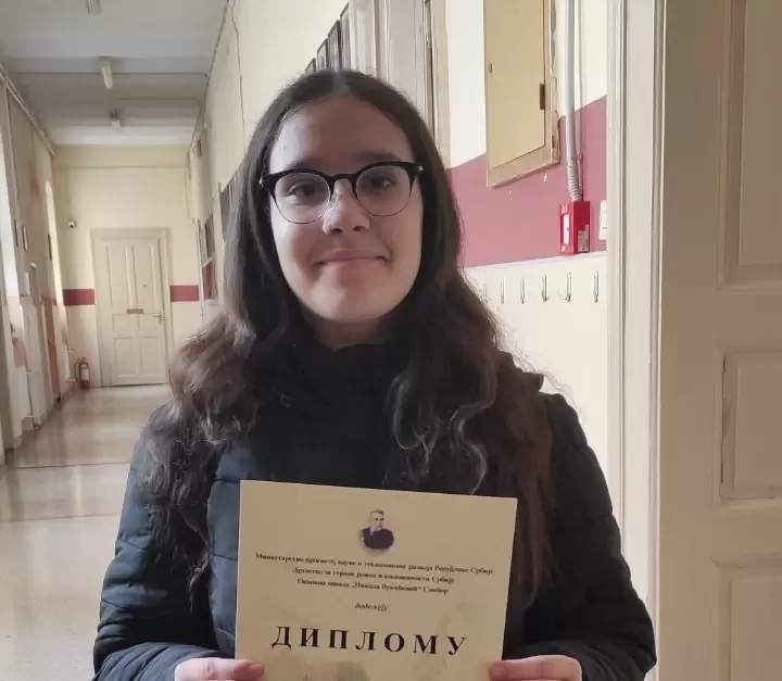 Lana Milošević treća na Okružnom takmičenju iz nemačkog jezika