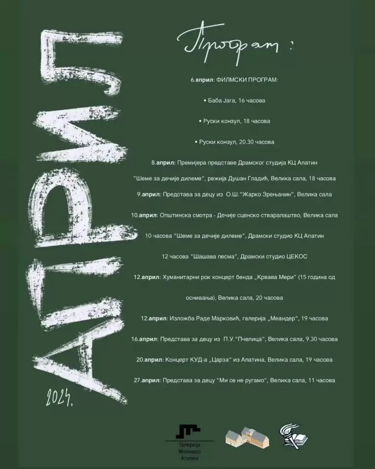 Apatin - repertoar za april
