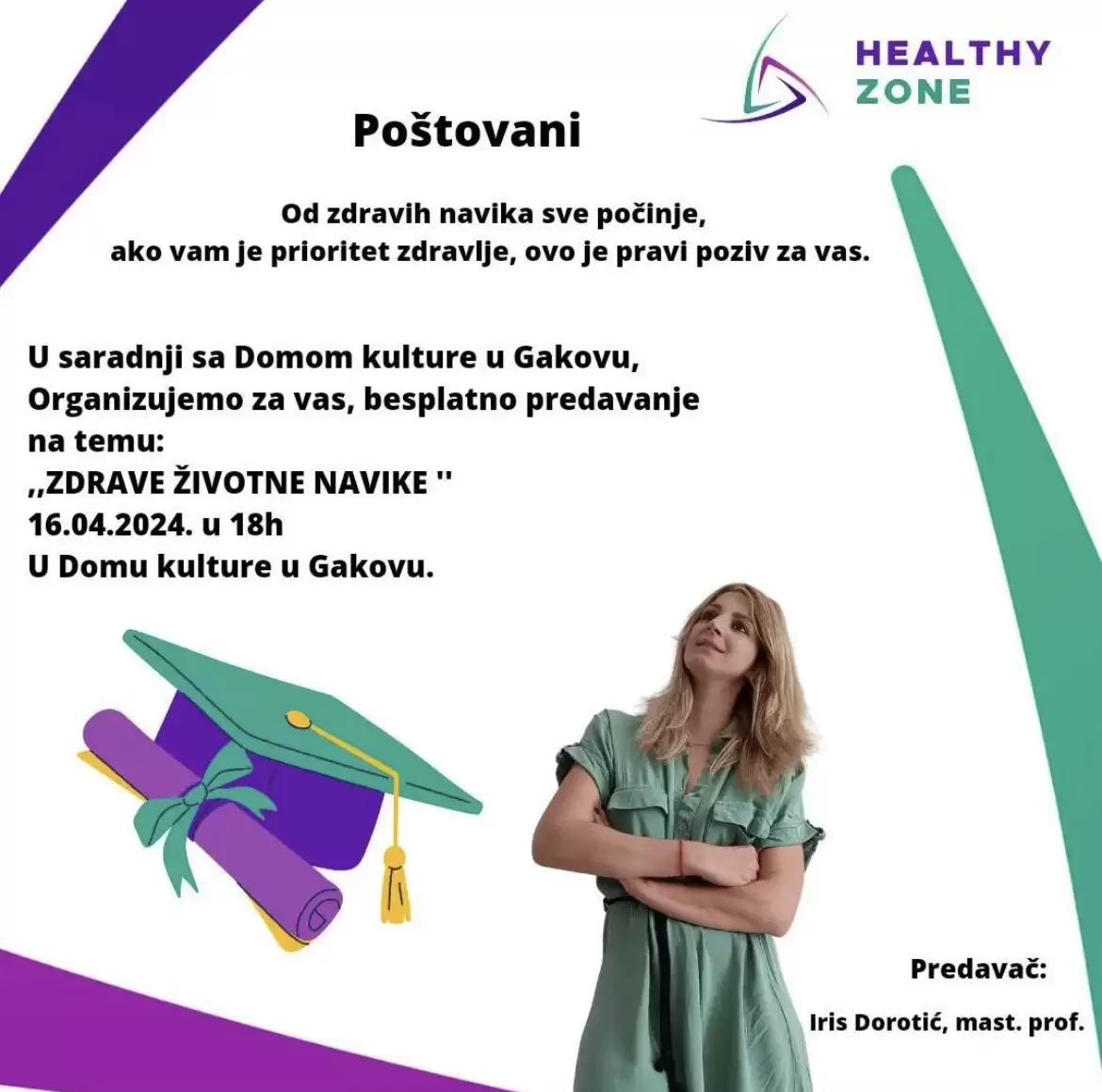 „Zdrave životne navike“ 16. aprila u Gakovu