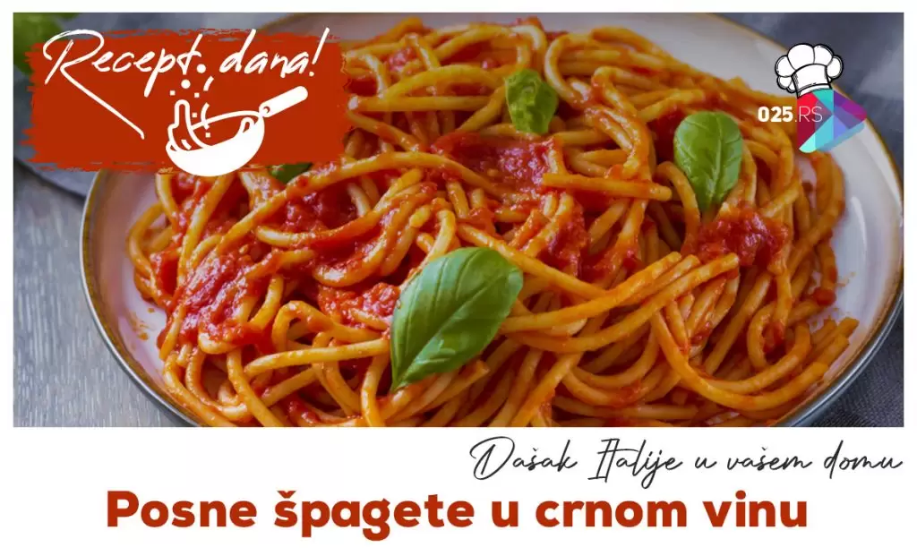 Posne špagete u crnom vinu