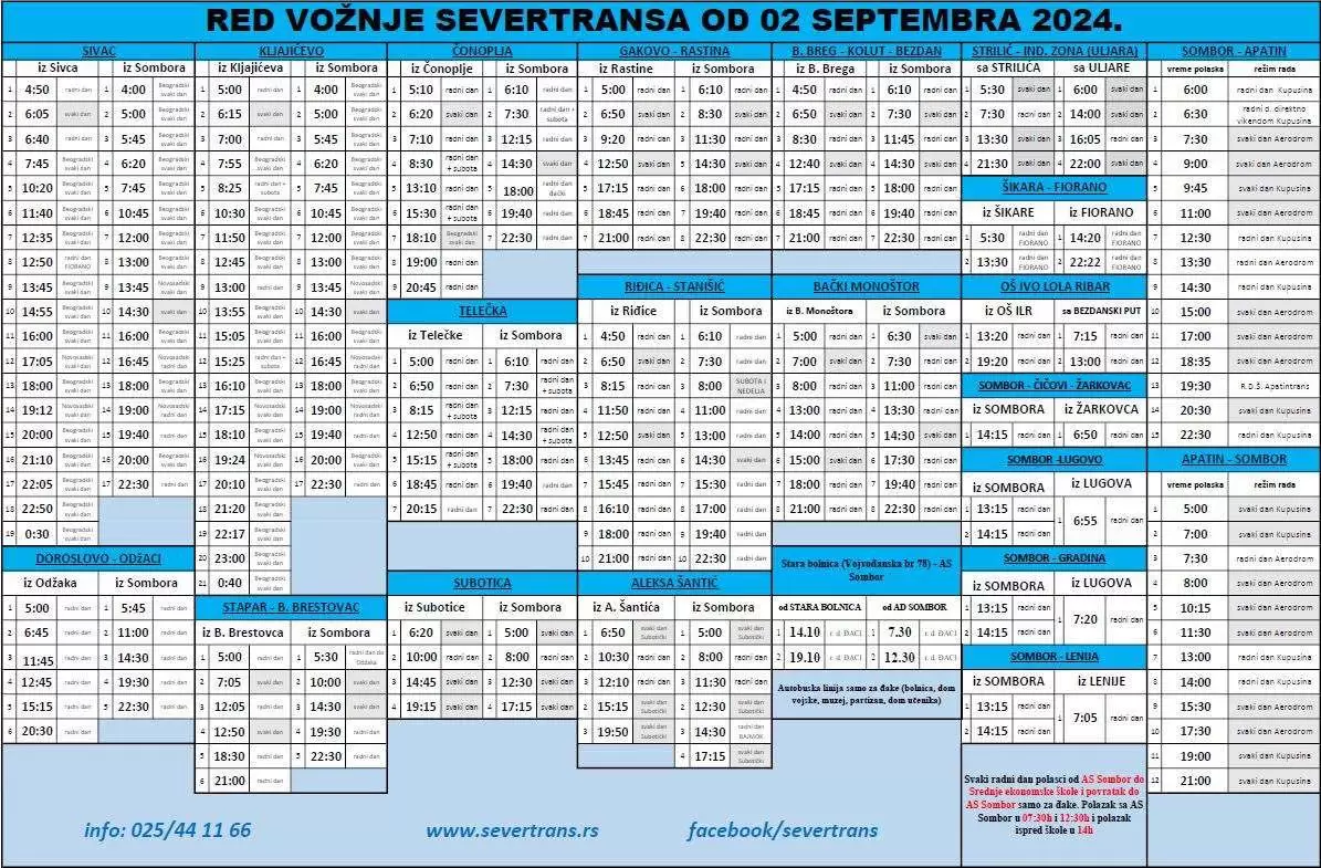 „Severtrans“ objavio novi red vožnje